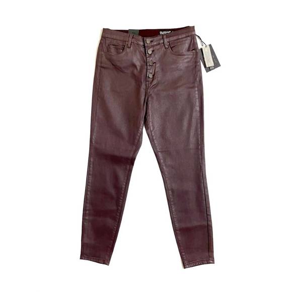 NEW BLANKNYC the great jones coated skinny jeans with exposed buttons in burgund - Picture 2 of 3
